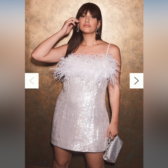 Audrey Adele Adelaide Feather Sequin Mini Dress, Anthropologie